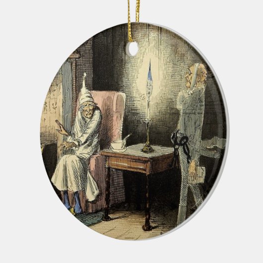 Een kerstkantongversiering van Marley met scrollog Keramisch Ornament (Links)