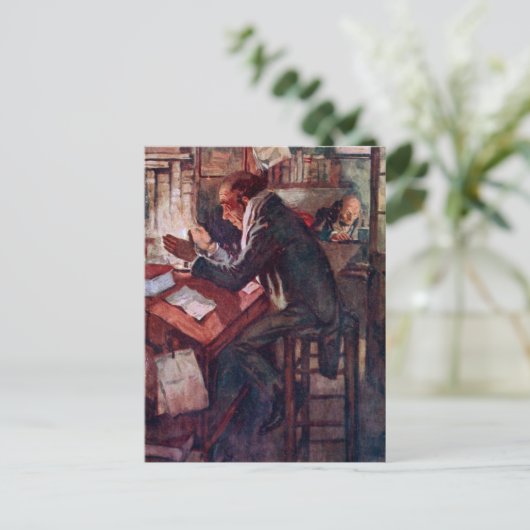 Een kerstkarol: Cratchit en Scrooge Briefkaart (Staand voorkant)