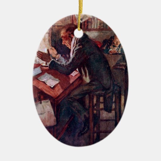Een kerstkarol: Cratchit en Scrooge Keramisch Ornament (Voorkant)