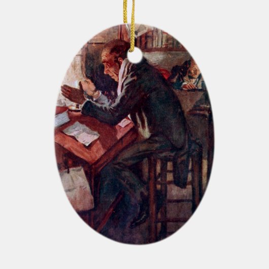 Een kerstkarol: Cratchit en Scrooge Keramisch Ornament (Achterkant)
