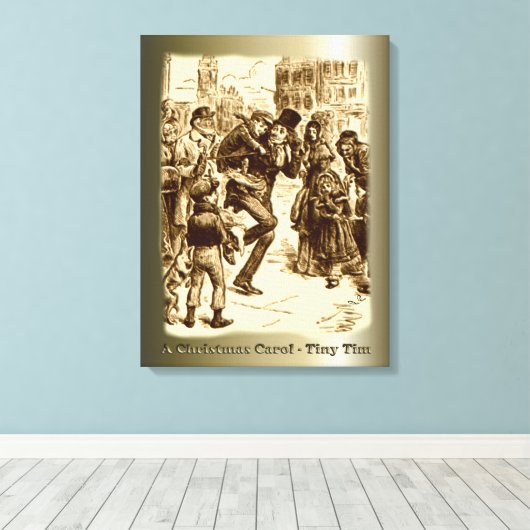 Een kerstkarol - Kleine Tim Canvas Afdruk (Insitu (Houten vloer))