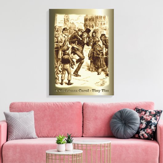 Een kerstkarol - Kleine Tim Canvas Afdruk (Insitu (Woonkamer))