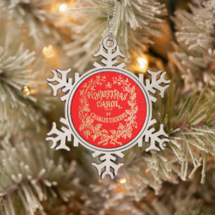 Een kerstkarol   tin sneeuwvlok ornament