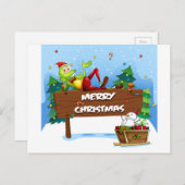 Een kerstkikker boven het kerstbord feestdagenkaart (Voorkant / Achterkant)