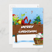 Een kerstkikker boven het kerstbord feestdagenkaart (Voorkant / Achterkant)