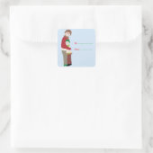 Een Kerstknuffel Cadeaublaadje Vierkante Sticker (Tas)