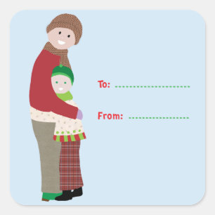 Een Kerstknuffel Cadeaublaadje Vierkante Sticker