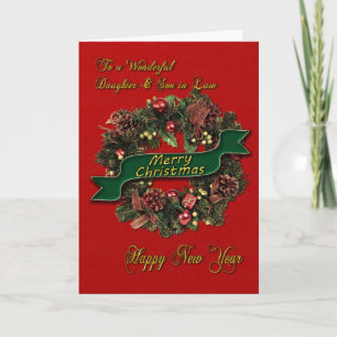 Een kerstkrans voor dochter en schoonzoon feestdagen kaart