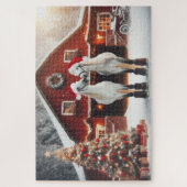 Een kerstkus van twee paarden legpuzzel (Verticaal)