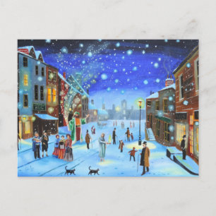 Een kerstlied Scrooge Winter straat scène Holi Feestdagenkaart