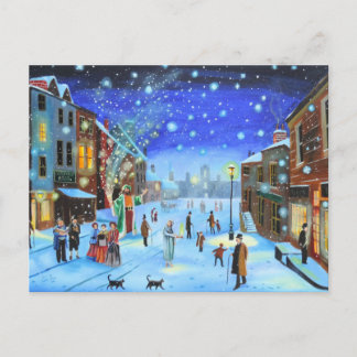 Een kerstlied Scrooge Winter straat scène Holi Feestdagenkaart