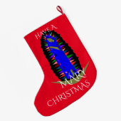 een kerstman met een majoor grote kerstsok (Achterkant (Hangend))