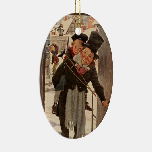 Een kerstman: Tim en Mr Cratchit Keramisch Ornament (Rechts)