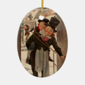 Een kerstman: Tim en Mr Cratchit Keramisch Ornament (Voorkant)