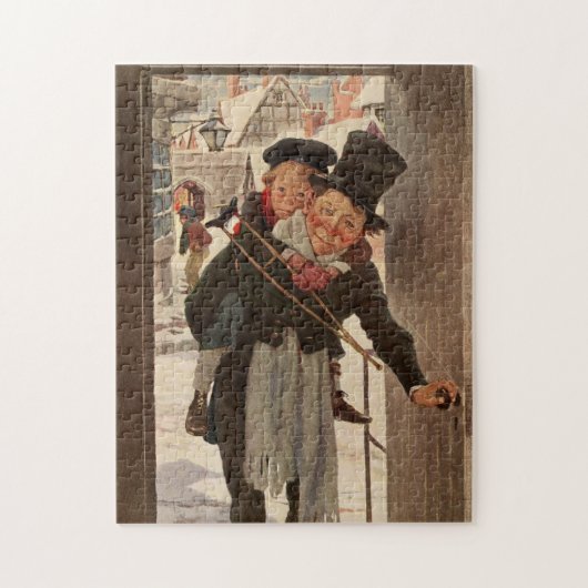Een kerstman: Tim en Mr Cratchit Legpuzzel (Verticaal)