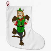 een kerstmeisje Button Grote Kerstsok (Voorkant)