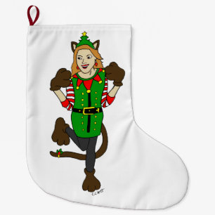 een kerstmeisje Button Grote Kerstsok