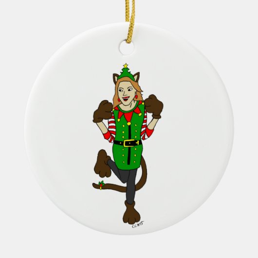 een kerstmeisje keramisch Ornament (Voorkant)
