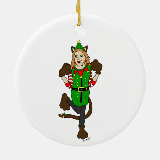een kerstmeisje keramisch Ornament (Achterkant)