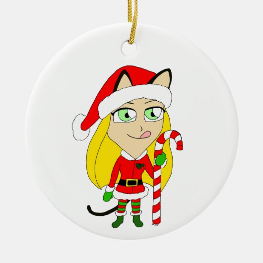 een kerstmeisje keramisch ornament (Voorkant)