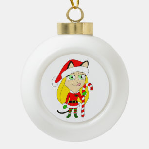 een kerstmeisje keramische bal ornament