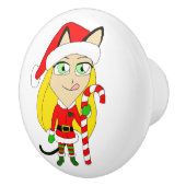 een kerstmeisje keramische knop (Rechts)