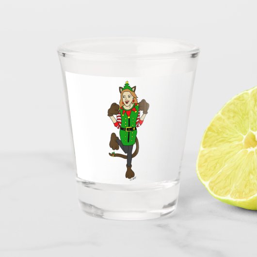 een kerstmeisje met een shot Glass Shot Glas (Voorkant)