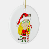 een kerstmeisje met keramisch Ornament (Rechts)