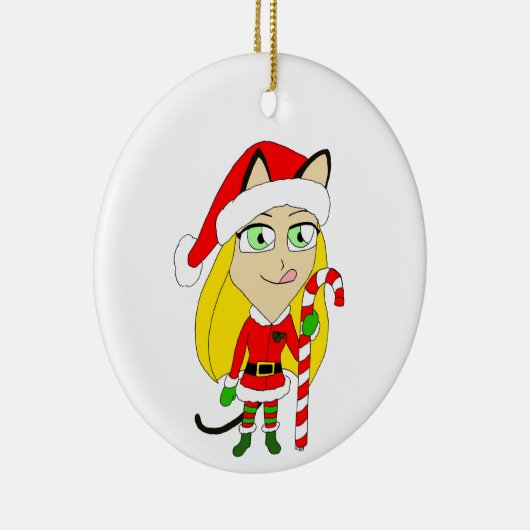 een kerstmeisje met keramisch Ornament (Rechts)