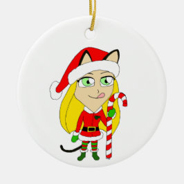 een kerstmeisje met keramisch Ornament