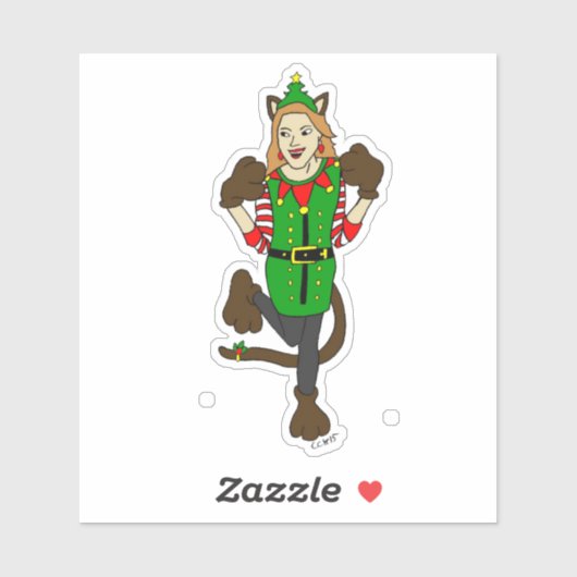 een kerstmeisje sticker (Vel)