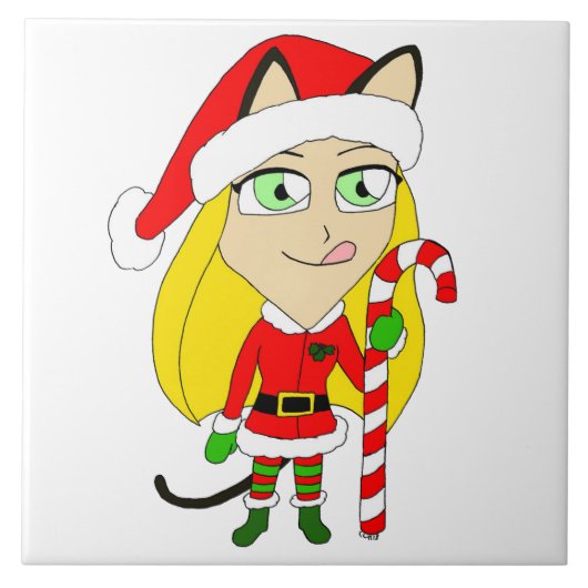 een kerstmeisje tegeltje (Voorkant)