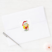 een kerstmeisje vierkante sticker (Envelop)