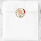 Een Kerstmis, Blij Kabouter Met Rode Wang, Deel 2 Ronde Sticker (Tas)