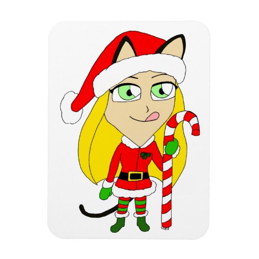 een Kerstmis chibi katgirl Magneet (Verticaal)