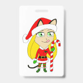 een Kerstmis chibi katmeid Badge (Achterkant)