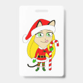 een Kerstmis chibi katmeid Badge (Voorzijde)