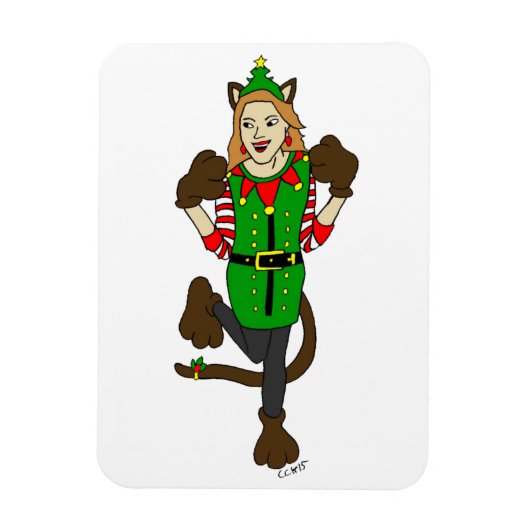 een Kerstmis katgirl   Magneet (Verticaal)