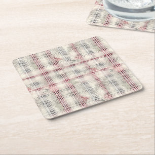 Een Kerstmis Tartan Bloem Ontwerp Serie #13 Kartonnen Onderzetters