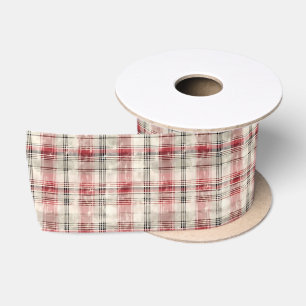 Een Kerstmis Tartan Bloem Ontwerp Serie #15 Satijnen Lint