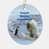 Een Kerstmis van een Ijsbeer Keramisch Ornament (Links)