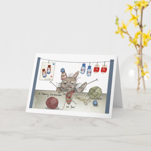 Een Kerstmuts Kaart (Gele Bloem)