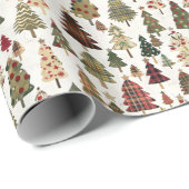 Een kerstpatroon met een rood en groen geplakte bo cadeaupapier (Rol Hoek)