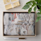 Een kerstscène compleet met rode vrachtwagen tissuepapier (Geschenk)