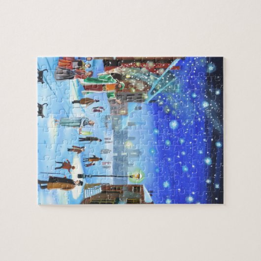 Een kerstscène met scrolloge Winter Legpuzzel (Horizontaal)