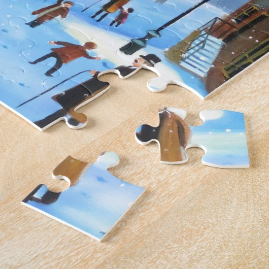 Een kerstscène met scrolloge Winter Legpuzzel (Zijkant)