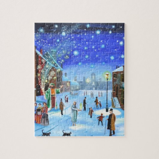 Een kerstscène met scrolloge Winter Legpuzzel (Verticaal)