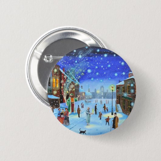 Een kerstscène met scrolloge Winter Ronde Button 5,7 Cm (Voorkant /achterkant)