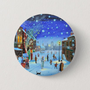 Een kerstscène met scrolloge Winter Ronde Button 5,7 Cm