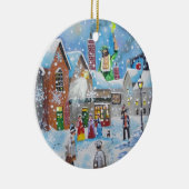 een kerstscroller en de drie geesten keramisch ornament (Rechts)